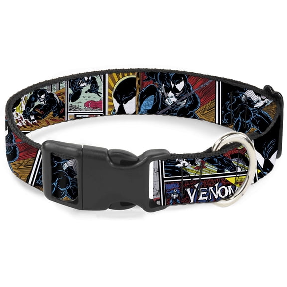 Marvel Comics Pet Collar, Dog Collar Plastic Buckle, Venom Comic Book Panels, 20 to 31 Inches 1.5 Inch Wide