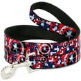 thumbnail image 1 of Marvel Comics Pet Leash, Dog Leash, Captain America Shield Digital Camo Blue White Red, 4 Feet Long 1.0 Inch Wide, 1 of 4