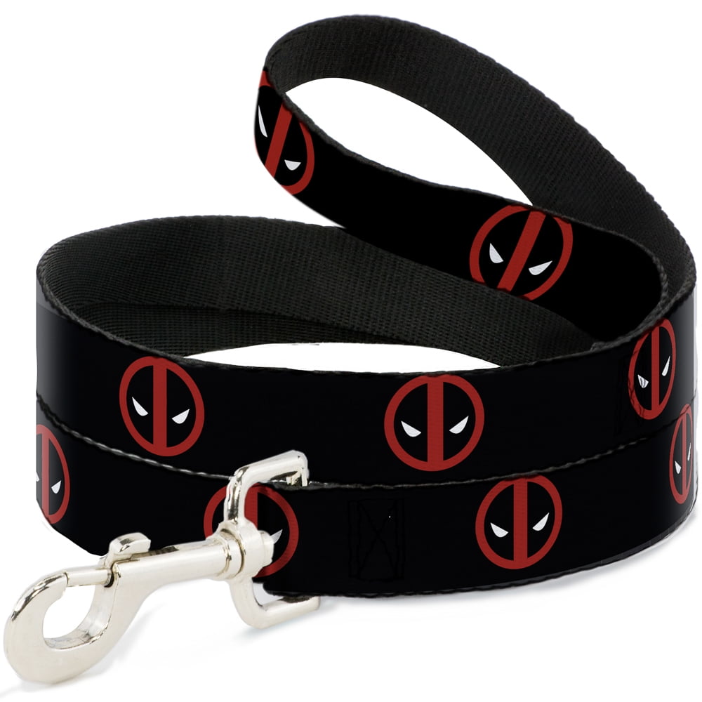 Marvel Comics Pet Leash, Dog Leash, Deadpool Logo Black Red White, 4 Feet Long 1.0 Inch Wide
