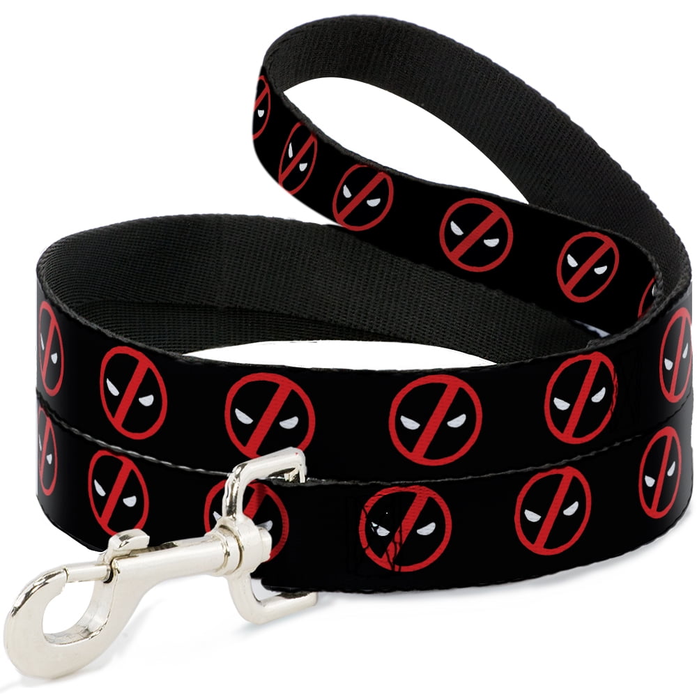 Marvel Comics Pet Leash, Dog Leash, Deadpool Logo Black Red White, 6 Feet Long 1.0 Inch Wide