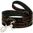 thumbnail image 1 of Marvel Comics Pet Leash, Dog Leash, Deadpools Chimichangas Star Logo Weathered Black Yellow Red, 4 Feet Long 0.5 Inch Wide, 1 of 4