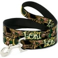 thumbnail image 1 of Marvel Comics Pet Leash, Dog Leash, Loki Poses Black Gold Green, 6 Feet Long 1.0 Inch Wide, 1 of 2