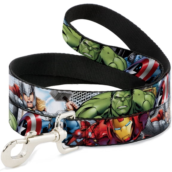 Marvel Comics Pet Leash, Dog Leash, Marvel Avengers Superhero Poses Close Up, 4 Feet Long 1.0 Inch Wide