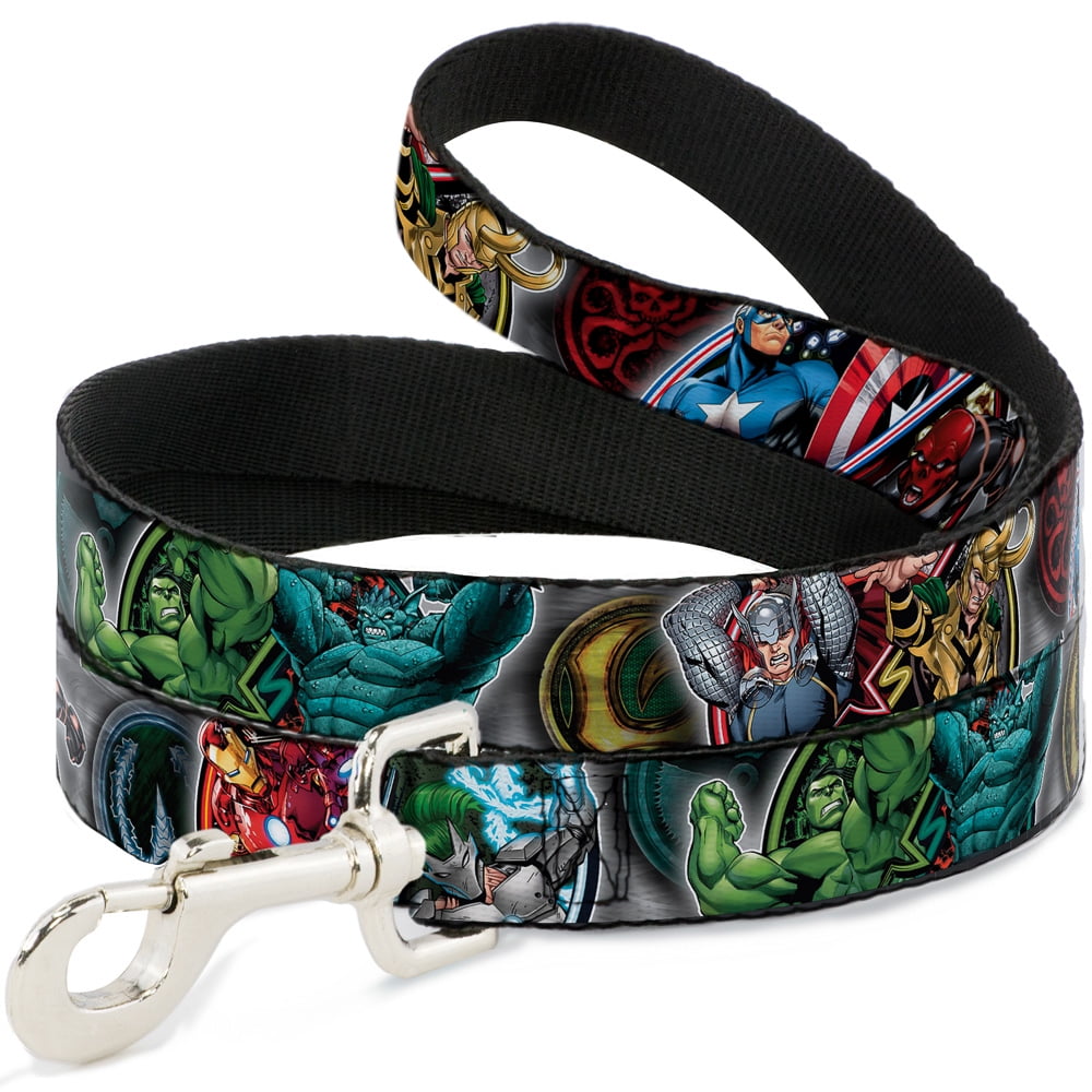 Marvel Comics Pet Leash, Dog Leash, Marvel Avengers Superhero Villain Poses, 4 Feet Long 1.0 Inch Wide