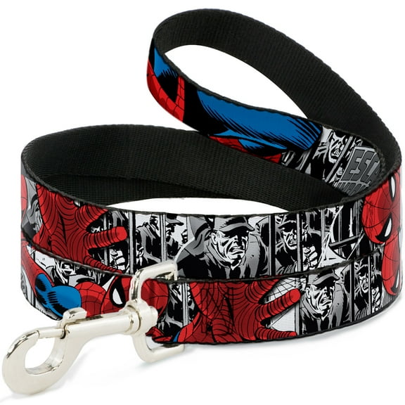 Marvel Comics Pet Leash, Dog Leash, Spider Man Action Escape Impossible Gray, 4 Feet Long 1.0 Inch Wide