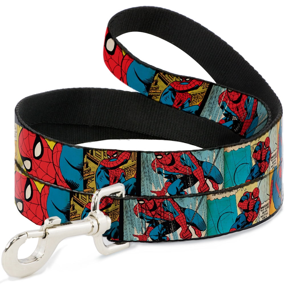 Marvel Comics Pet Leash, Dog Leash, Spider Man Comic Strip, 4 Feet Long 1.0 Inch Wide