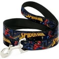thumbnail image 1 of Marvel Comics Pet Leash, Dog Leash, Spider Man Title Logo and Action Skyline Poses, 4 Feet Long 1.0 Inch Wide, 1 of 6