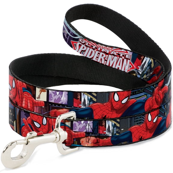 Marvel Comics Pet Leash, Dog Leash, The Ultimate Spider Man Swinging City Poses, 6 Feet Long 1.0 Inch Wide