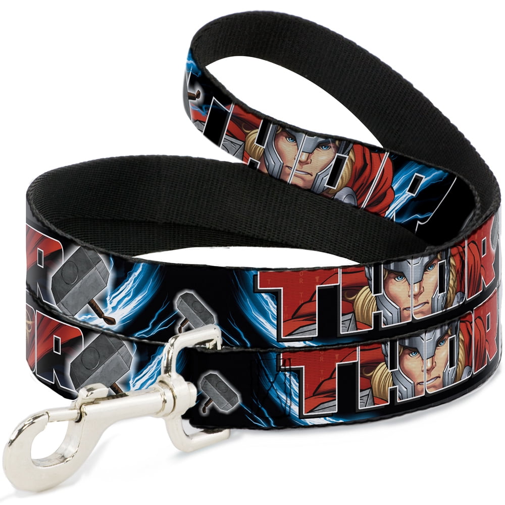 Marvel Comics Pet Leash, Dog Leash, Thor Poses Hammer, 4 Feet Long 1.0 Inch Wide