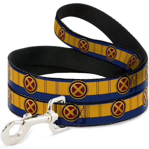 Marvel Comics Pet Leash, Dog Leash, X Men Cyclops Utility Strap Blue Gold Black Red, 4 Feet Long 1.0 Inch Wide
