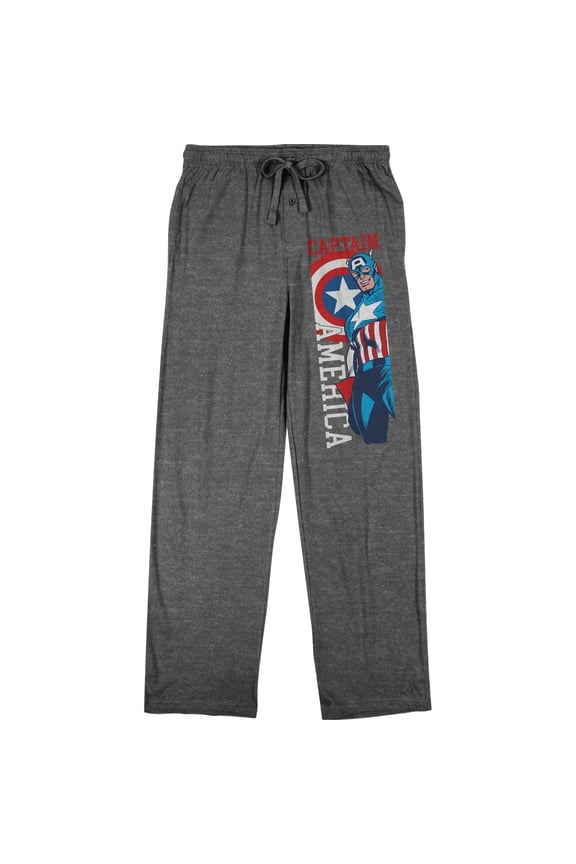 Marvel Comics Presents Captain America Men's Graphite Heather Sleep Pajama Pants-Medium