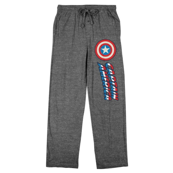 Marvel Comics Presents Captain America Shield Adult Gray Heather Sleep Pajama Pants-Small