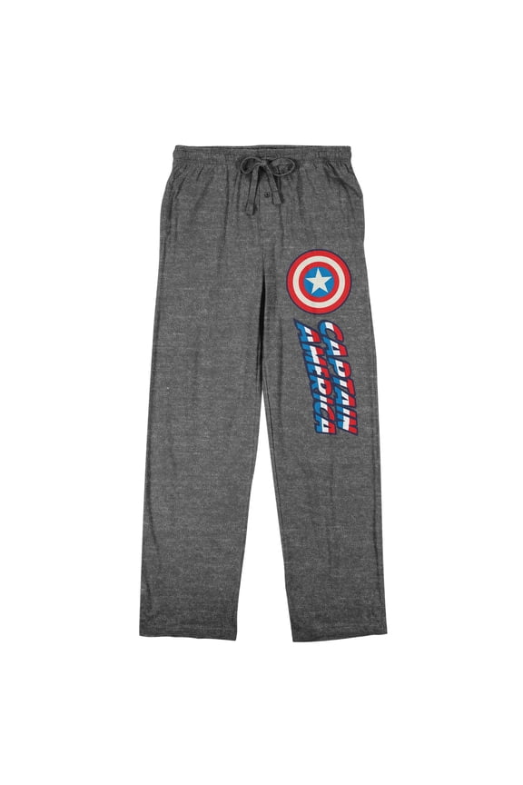 Marvel Comics Presents Captain America Shield Adult Gray Heather Sleep Pajama Pants-XXL
