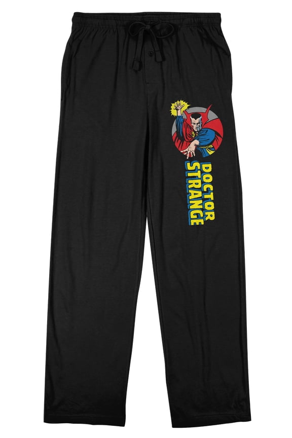 Marvel Comics Presents Dr. Strange With Logo Men's Black Sleep Pajama Pants-Small