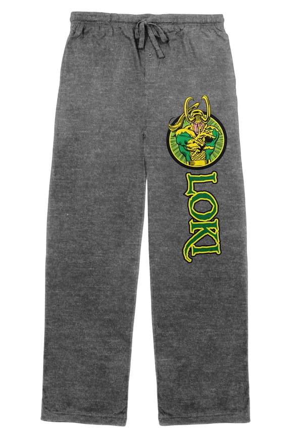 Marvel Comics Presents Loki Classic Men's Graphite Heater Sleep Pajama Pants-XL