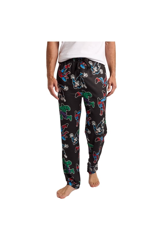 Marvel Comics Presents Spider-Man Punisher & Hulk All-Over Print Men’s Black Sleep Pajama Pants
-Small