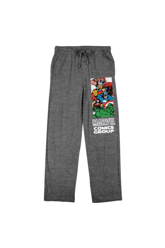 Marvel Comics Presents Superheroes Men's Heather Gray Sleep Pajama Pants - Small