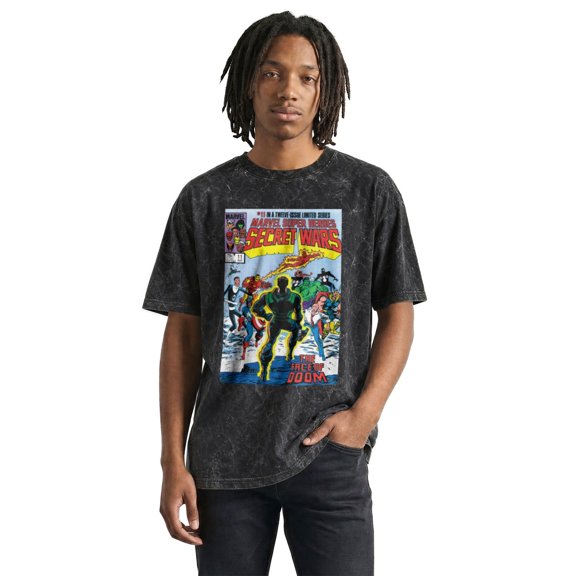 Marvel Comics Retro Avengers Secret Wars #11 The Face of Doom T-Shirt (Black Mineral Wash, S-XXXL)
