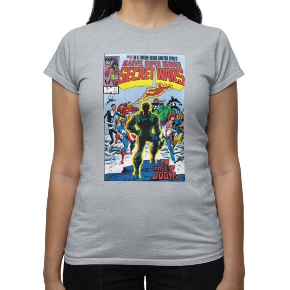 Marvel Comics Retro Avengers Secret Wars #11 The Face of Doom Womens T-Shirt (Sport Grey, S-XXL)