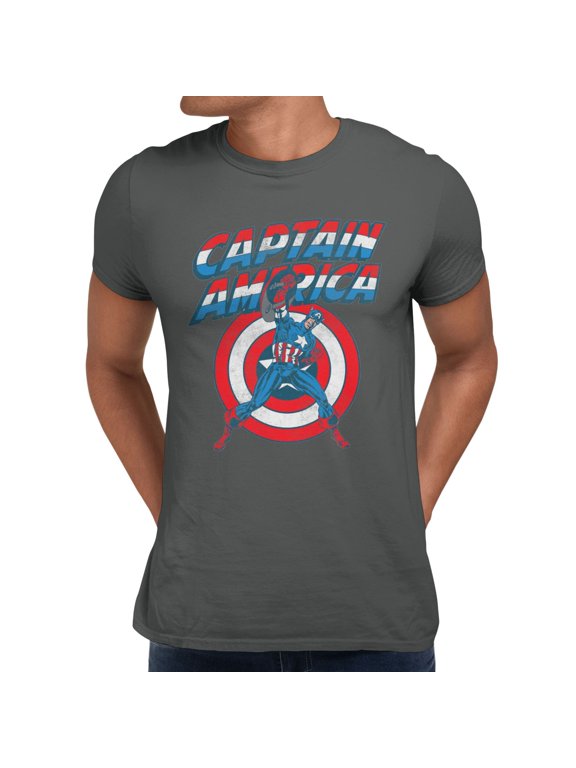 Comics Retro Captain America 4th Of July Americana Mens T-Shirt (Charcoal, S-XXXL)