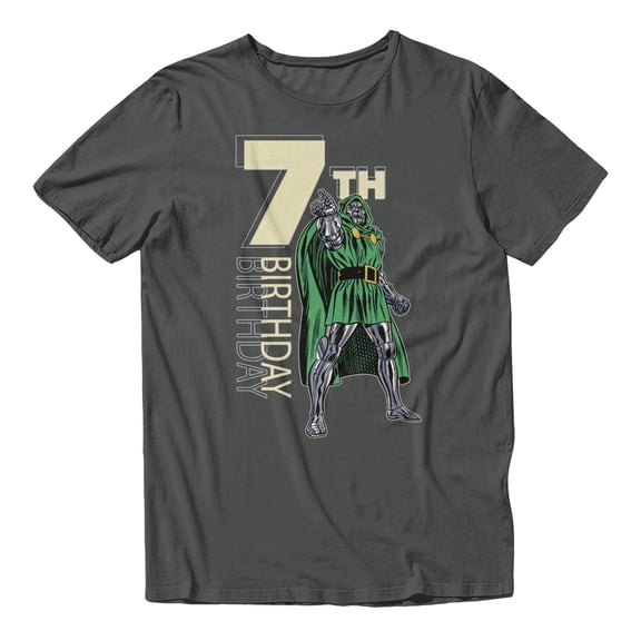Marvel Comics Retro Dr. Doom 7th Birthday Men's T Shirt (Charcoal, S-XXXL)