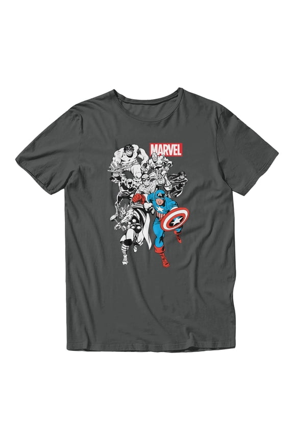 Comics Retro Heroes Classic Pose Men's T Shirt (Charcoal, S-XXXL)