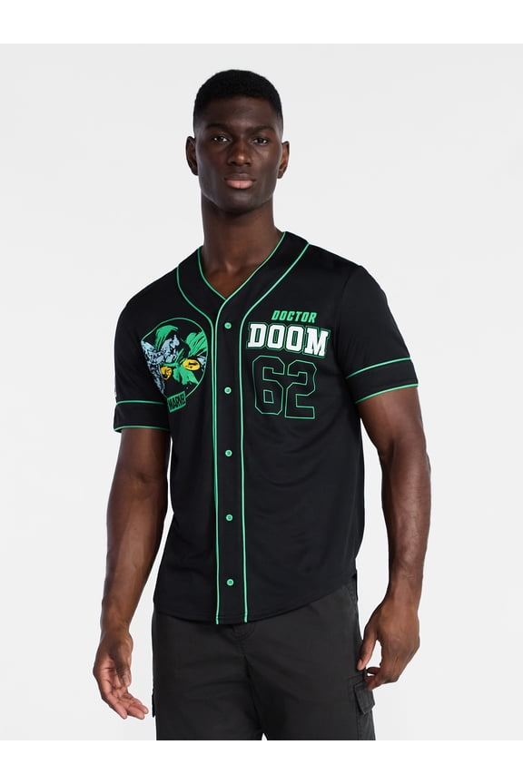 Marvel Comics Men's and Big Men's Doctor Doom Baseball Jersey, Sizes XS-3XL