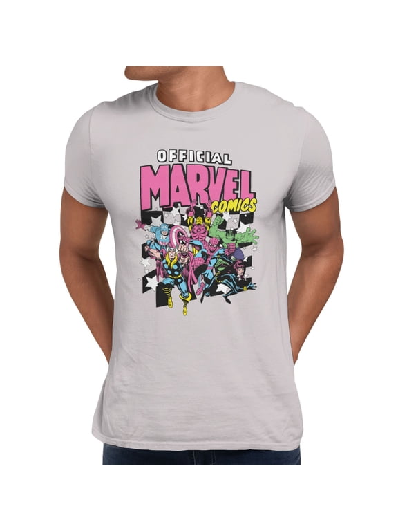 Comics Retro Official Hero Portrait Mens T-Shirt (Ice Grey, S-XXXL)