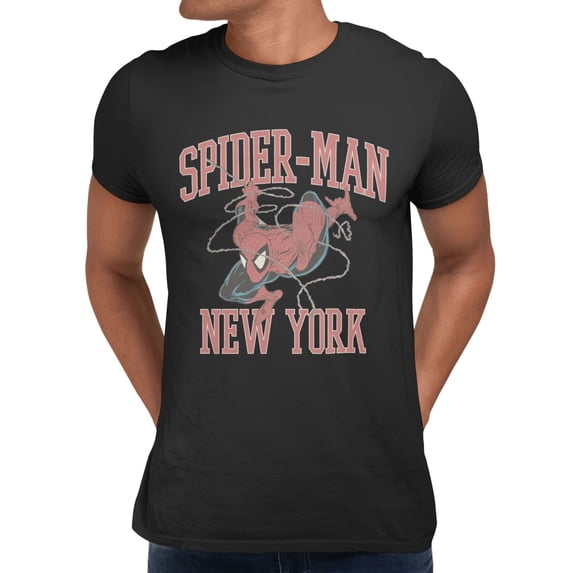 Marvel Comics Retro Spider-Man New York Throwback Men's T Shirt (Black, S-XXXL)