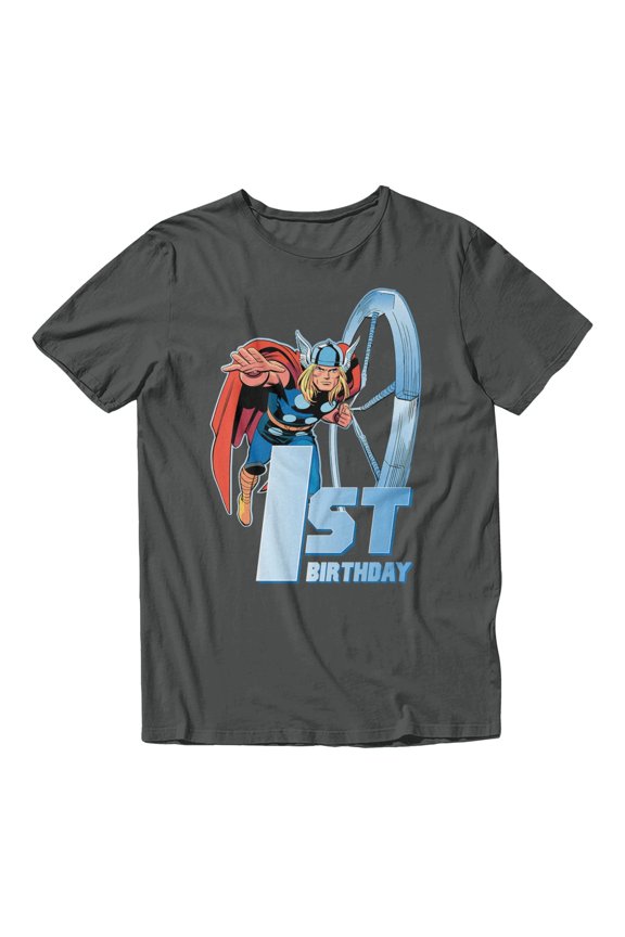 Comics Retro Thor 1st Birthday Avenger Blue Men's T Shirt (Charcoal, S-XXXL)