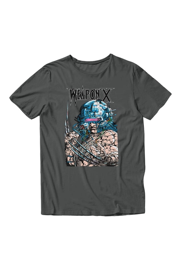 Comics Retro X-Men Weapon X Wolverine Retro Panel Men's T Shirt (Charcoal, S-XXXL)