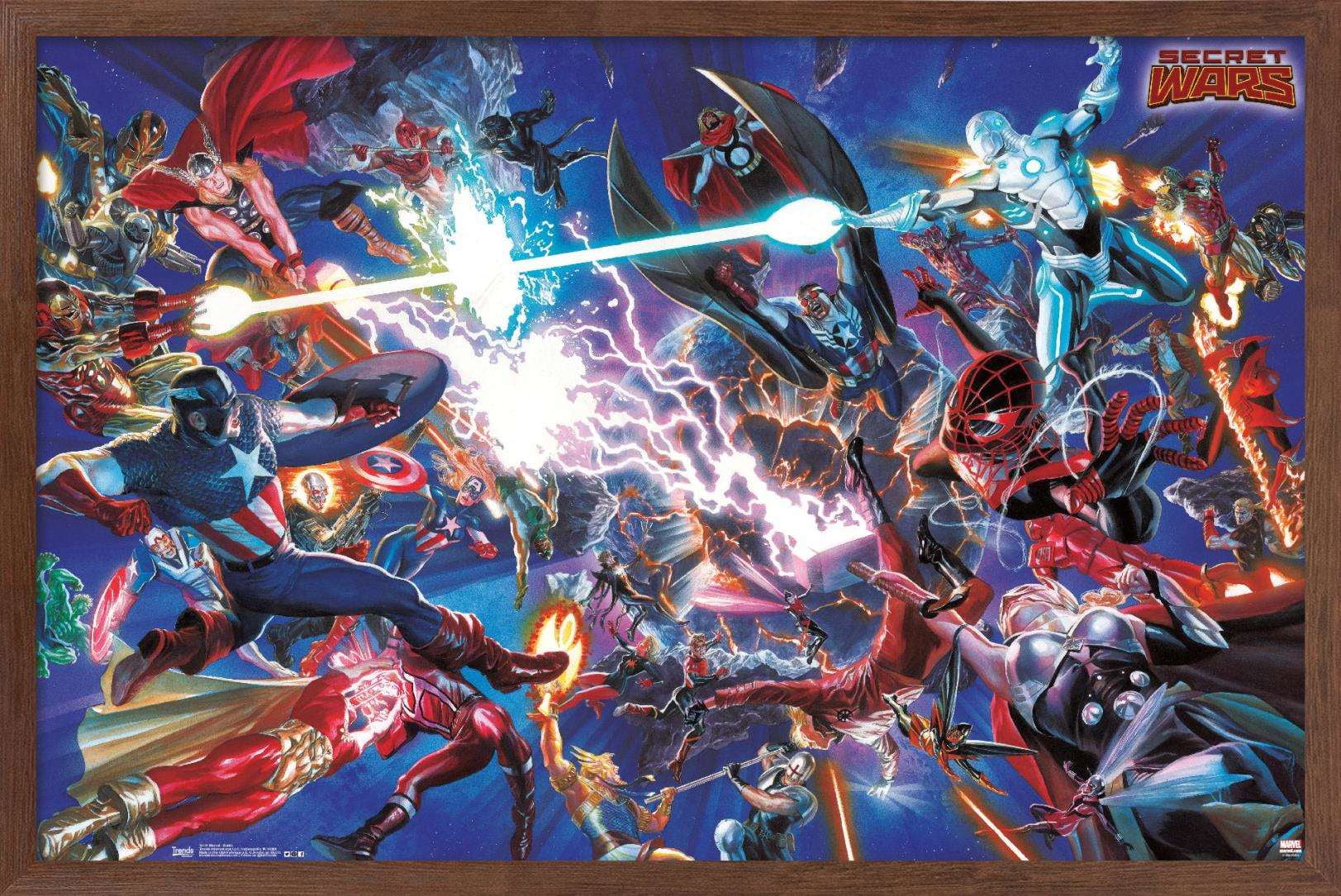 Marvel Comics - Secrets Wars - Battle Wall Poster, 14.725" x 22.375", Framed