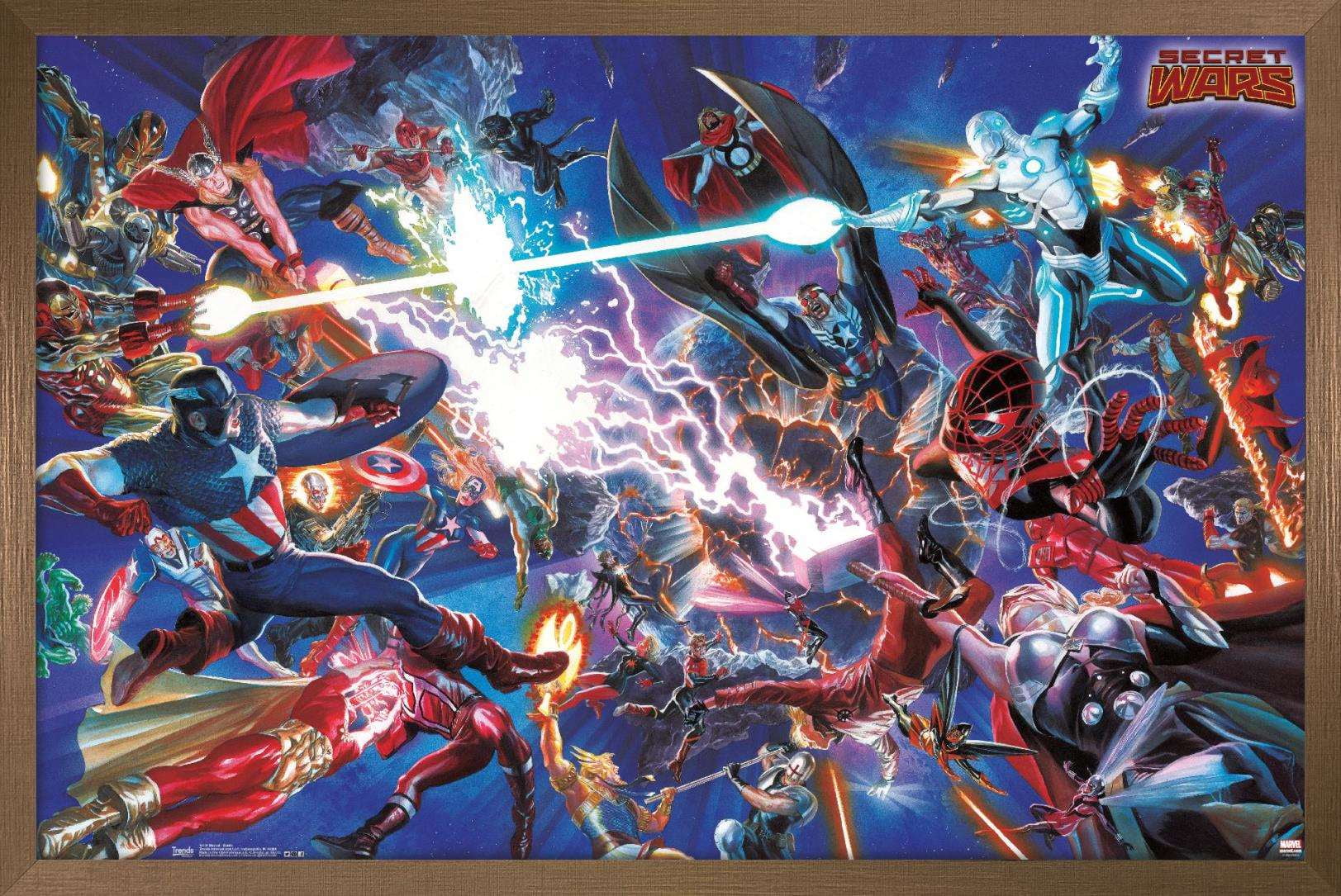 Marvel Comics - Secrets Wars - Battle Wall Poster, 14.725" x 22.375", Framed