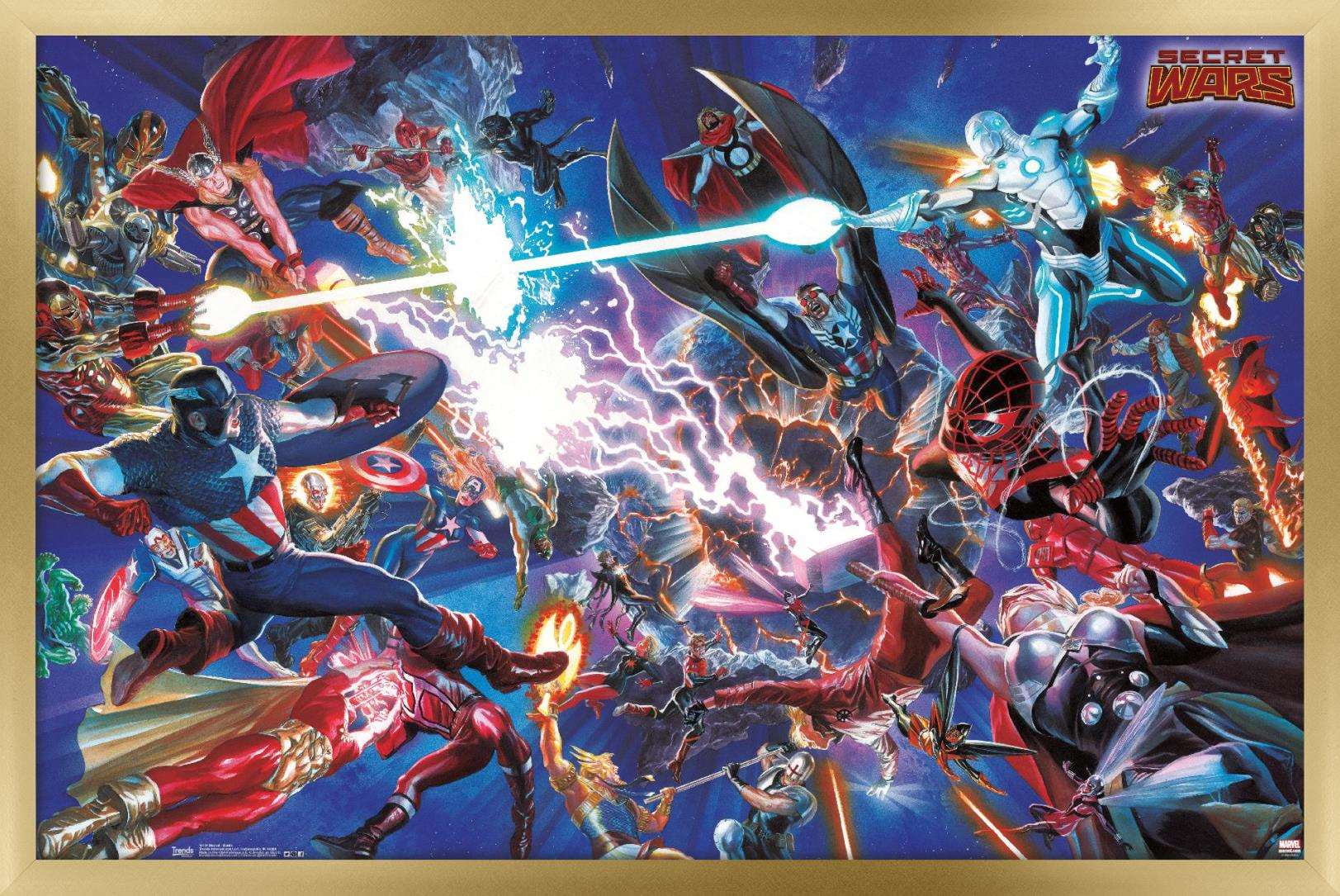 Marvel Comics - Secrets Wars - Battle Wall Poster, 14.725" x 22.375", Framed