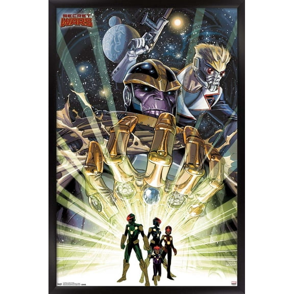 Marvel Comics - Secrets Wars - Thanos and the Infinity Gauntlet Wall Poster, 14.725" x 22.375", Framed