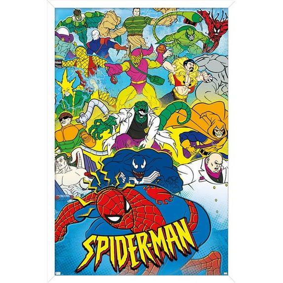 Marvel Comics - Spider-Man - 90s Animated Wall Poster, 22.375" x 34", Framed