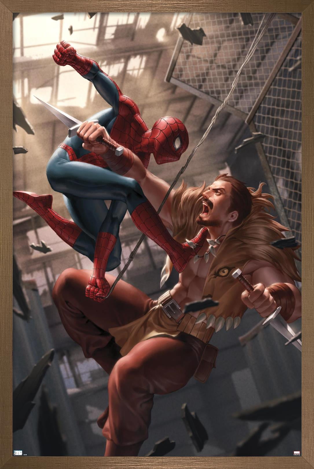 Marvel Comics - Spider-Man - Battle with Kraven Wall Poster, 14.725" x 22.375", Framed