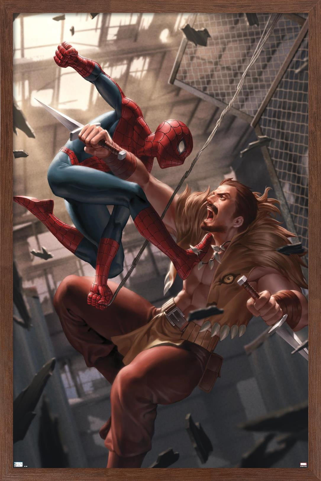 Marvel Comics - Spider-Man - Battle with Kraven Wall Poster, 14.725" x 22.375", Framed