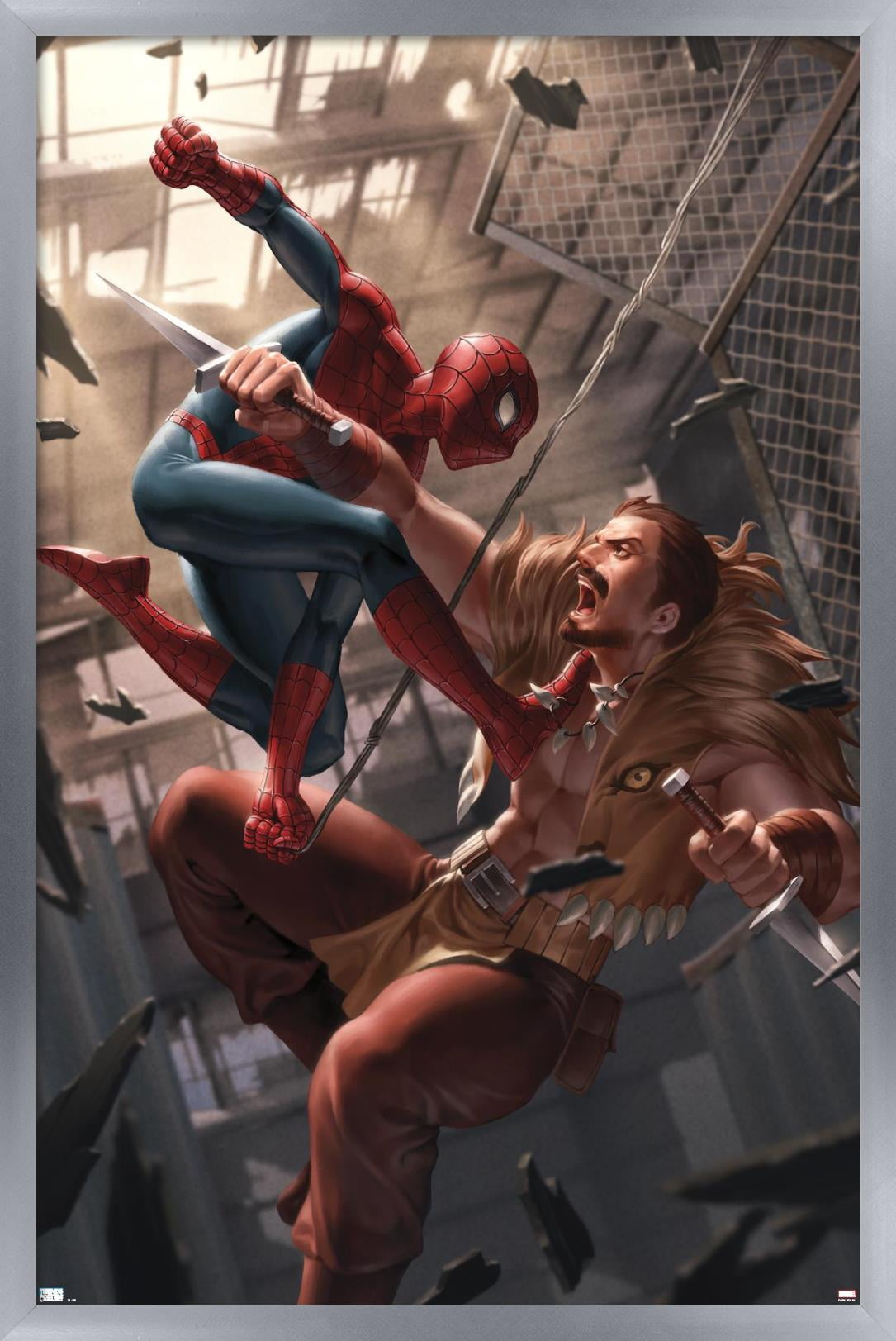 Marvel Comics - Spider-Man - Battle with Kraven Wall Poster, 14.725" x 22.375", Framed