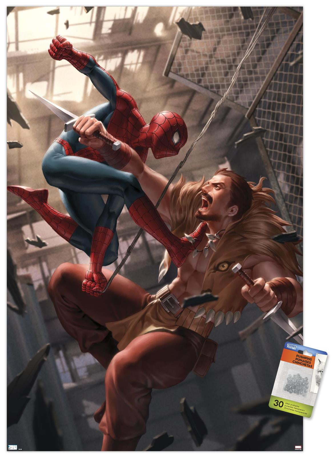 Marvel Comics - Spider-Man - Battle with Kraven Wall Poster with Push Pins, 22.375" x 34"