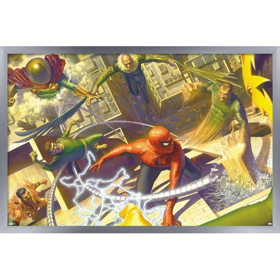 Marvel Comics - Spider-Man - Battle with Sinister Six Wall Poster, 14.725" x 22.375", Framed