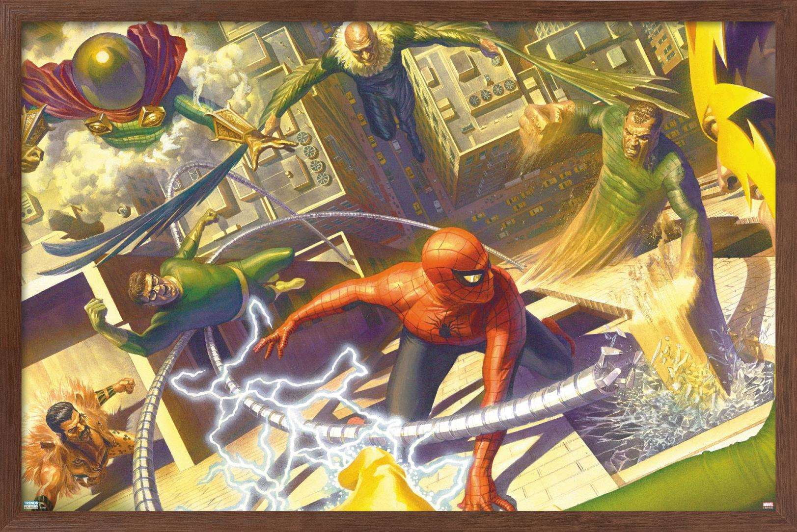 Marvel Comics - Spider-Man - Battle with Sinister Six Wall Poster, 22.375" x 34", Framed