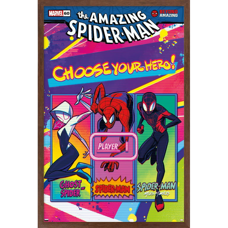 Trends International Marvel Spider-Man: Across The Spider-Verse - Static  One Sheet Framed Wall Poster Prints Black Framed Version 14.725 x 22.375