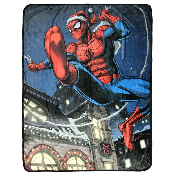 Marvel Comics Spider-Man Christmas Spidey Santa Holiday Throw Blanket 46"x60" Soft Fleece Throw Blanket for Bed Couch