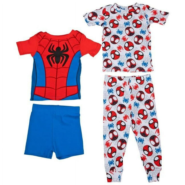 Marvel Comics Spider-Man Costume and AOP Toddler 4-Piece Pajama Set-Toddler  2T