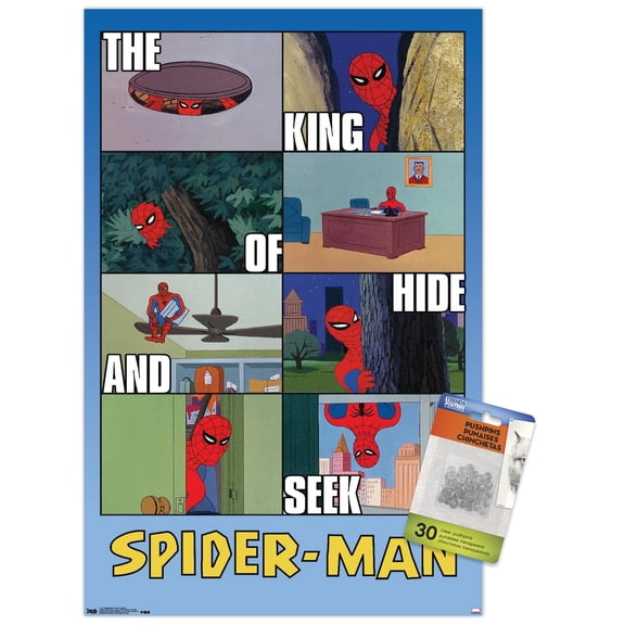 Marvel Comics - Spider-Man - Hide and Seek Wall Poster with Push Pins, 14.725" x 22.375"