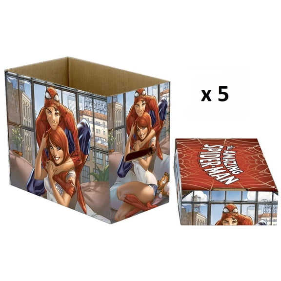 Marvel Comics Spider-Man & MJ Short Comic Storage Box- 5 Pack Bundle