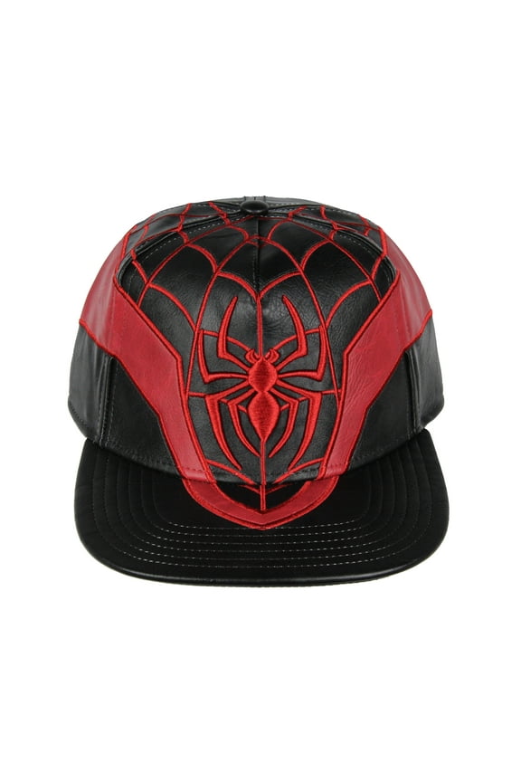 Marvel Comics Spider-Man Miles Morales Suit Embroidered Faux Leather Snapback Hat For Men And Women