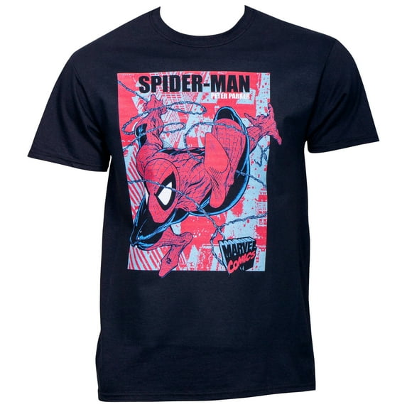 Marvel Comics Spider-Man Peter Parker Swinging Vintage T-Shirt-Large