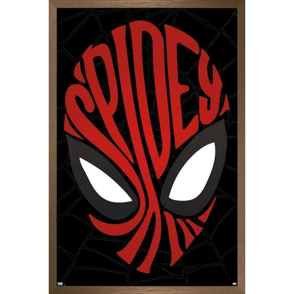 Marvel Comics - Spider-Man - Text Face Wall Poster, 14.725" x 22.375", Framed
